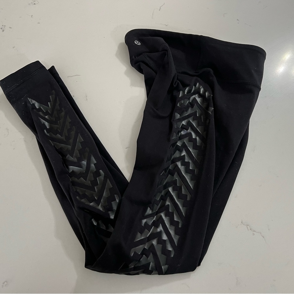 Lululemon Wunder Under Leggings Aztec Print Side Panel Women's Sz 4